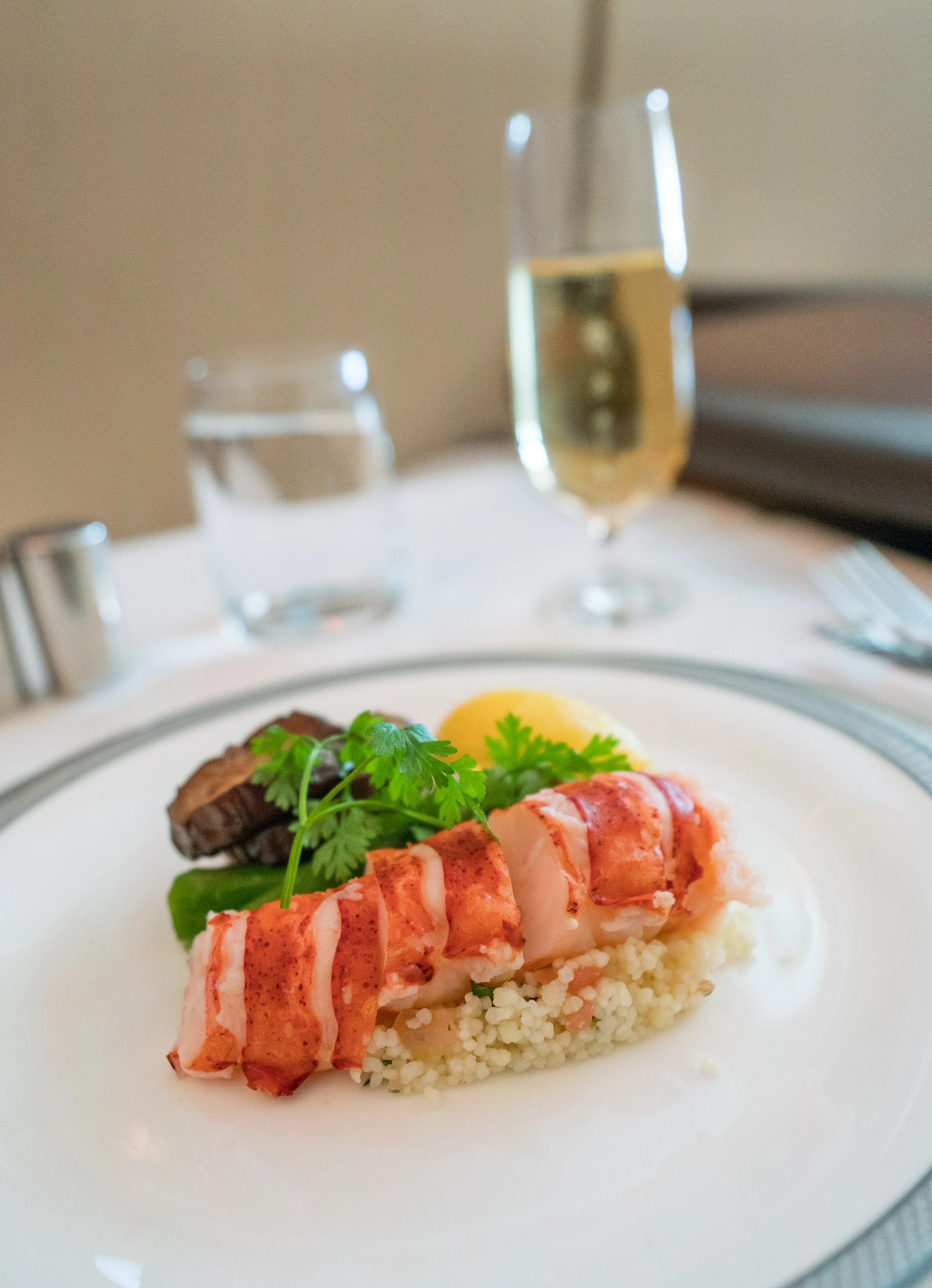Lobster on Singapore Airlines in a first class suite.