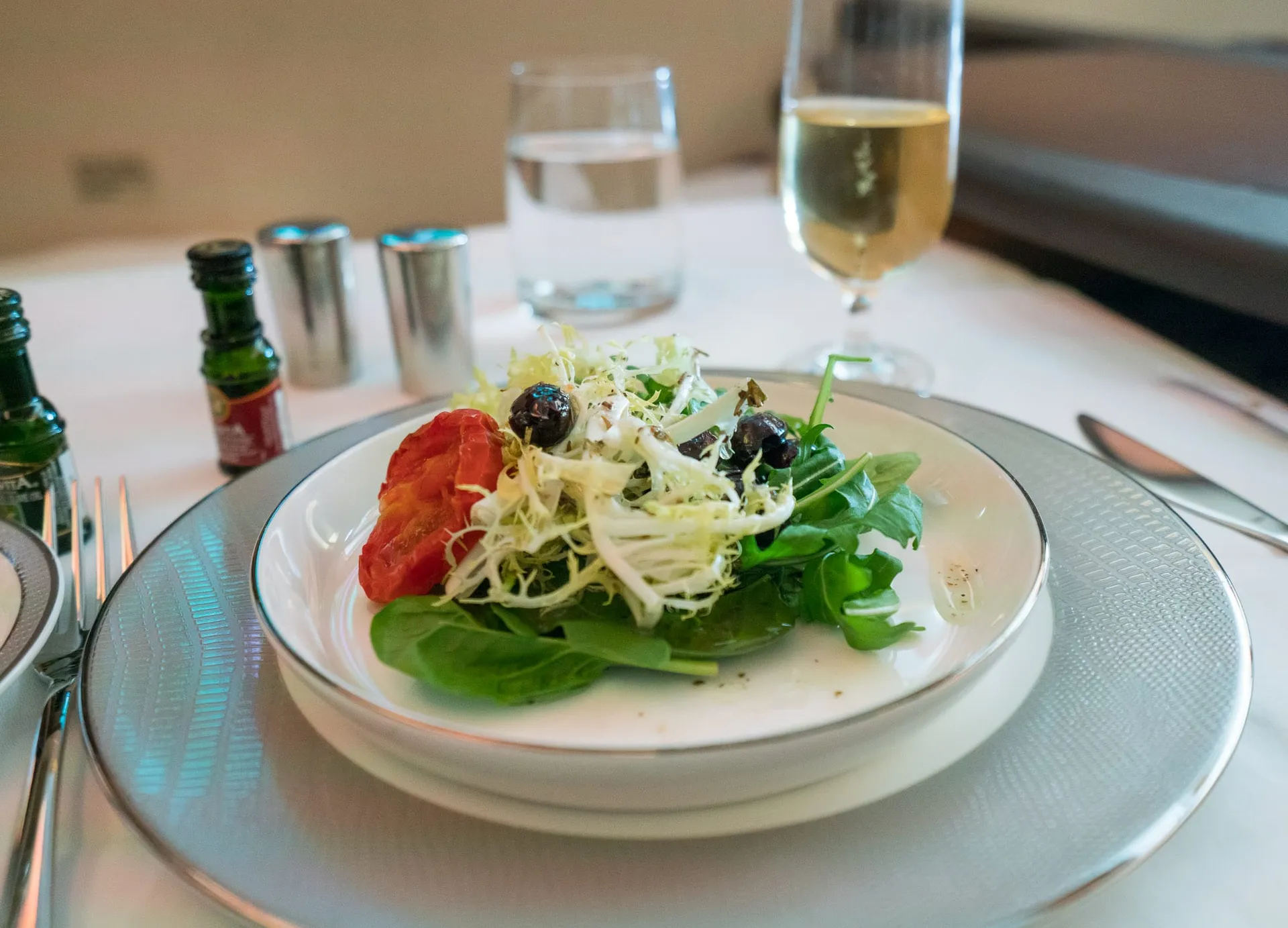 Salad in Singapore Airlines first class suites