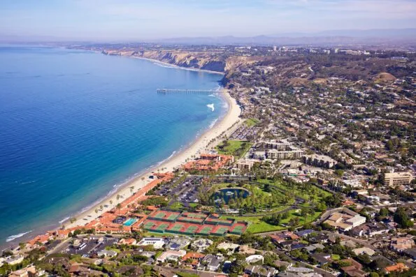 Aerial view of La Jolla Beach and Tennis Club, a San Diego kid-friendly hotel