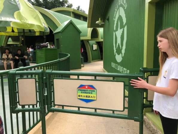 Priority Admission Pass entry at the Toy Soldiers Parachute Drop ride at Hong Kong Disneyland