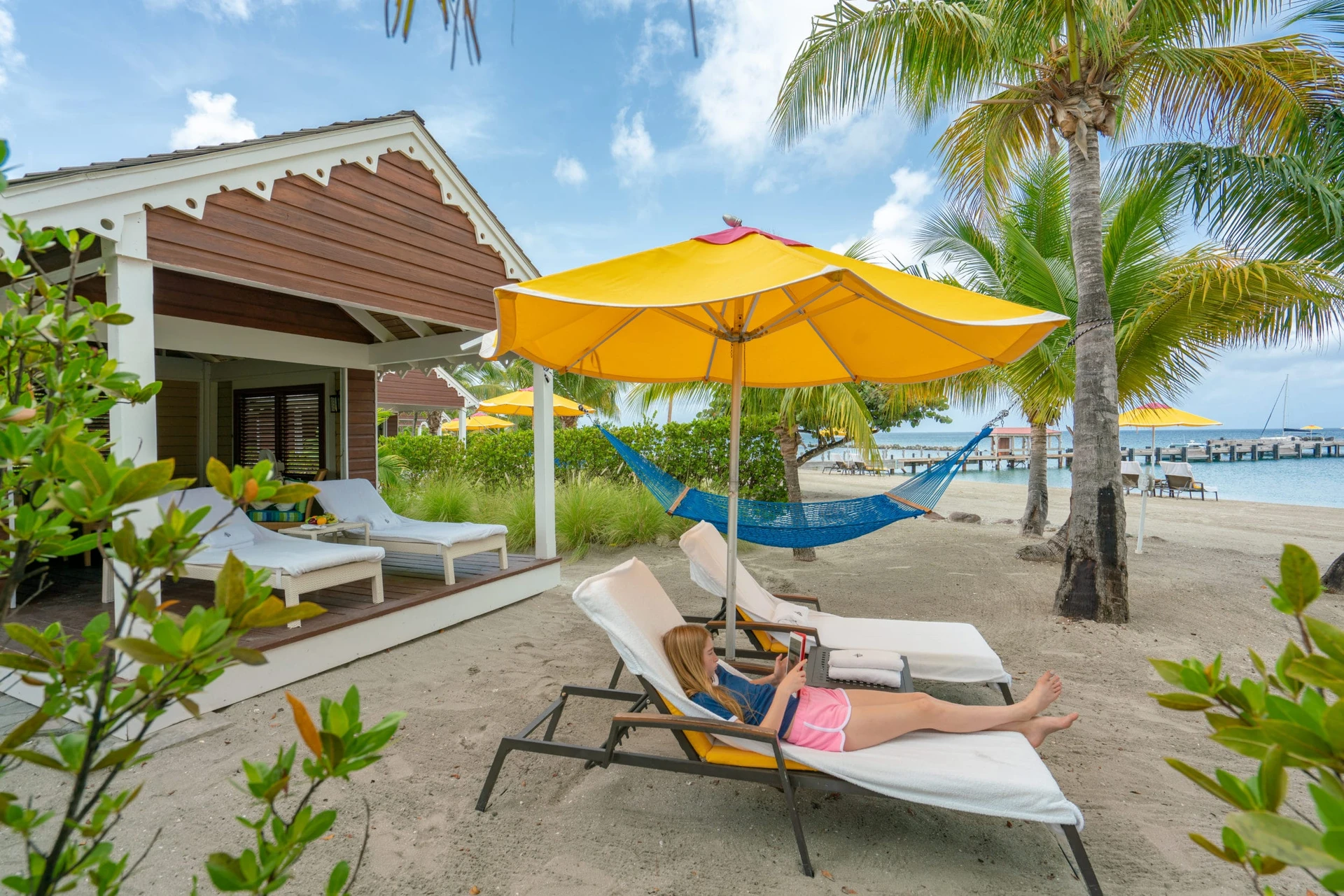 A beach cabana at Four Seasons Nevis