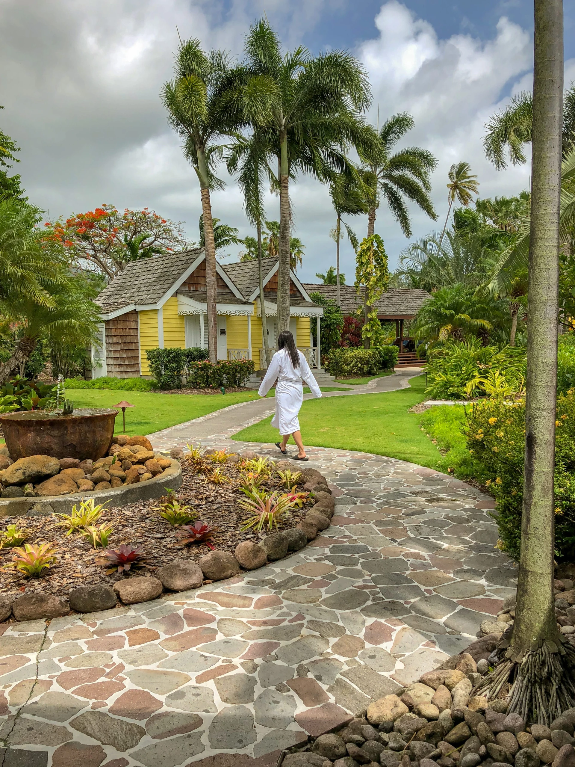 The outdoor garden at the Spa at Four Seasons Nevis