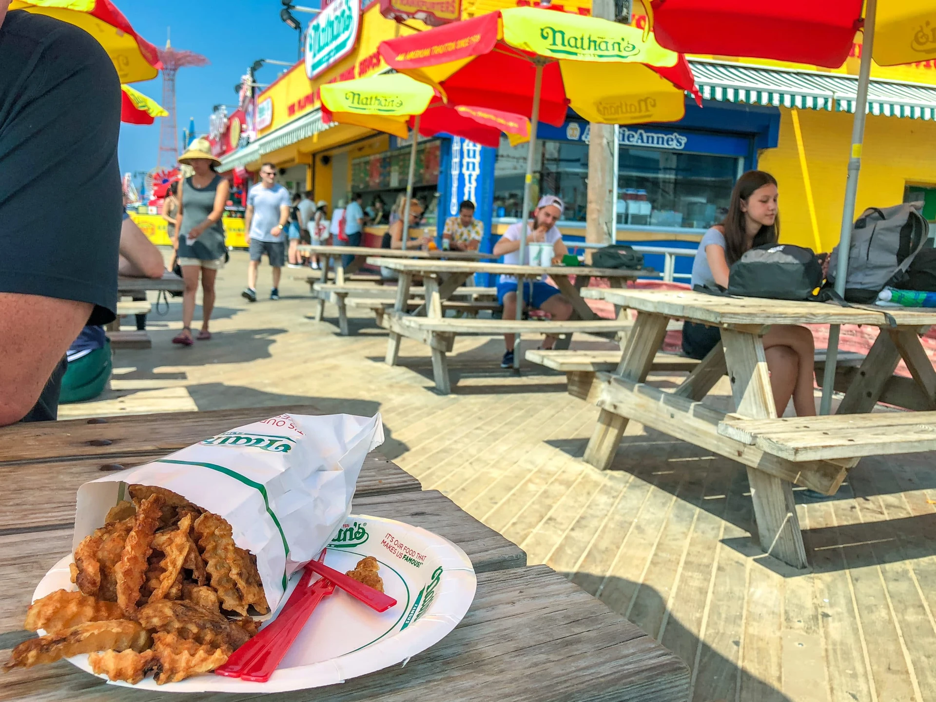 Nathan's hot dogs on the Coney Island Boardwalk