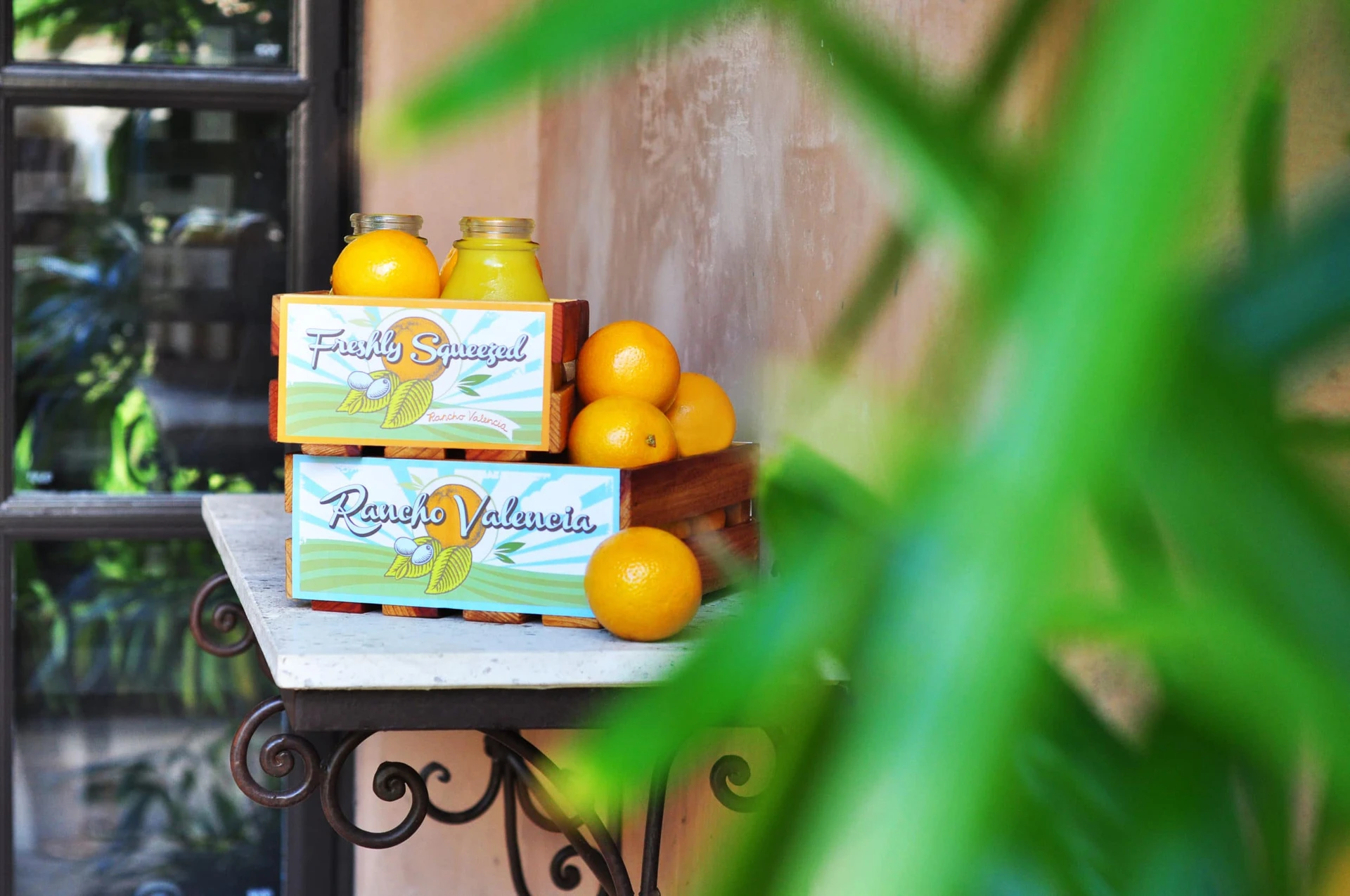 Fresh orange juice delivered to suites at Rancho Valencia