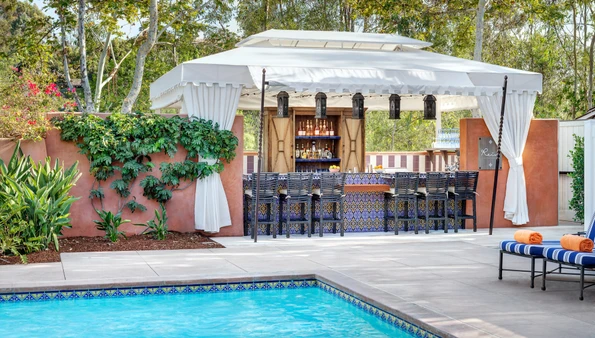 The pool bar at Rancho Valencia, the best luxury resort in San Diego