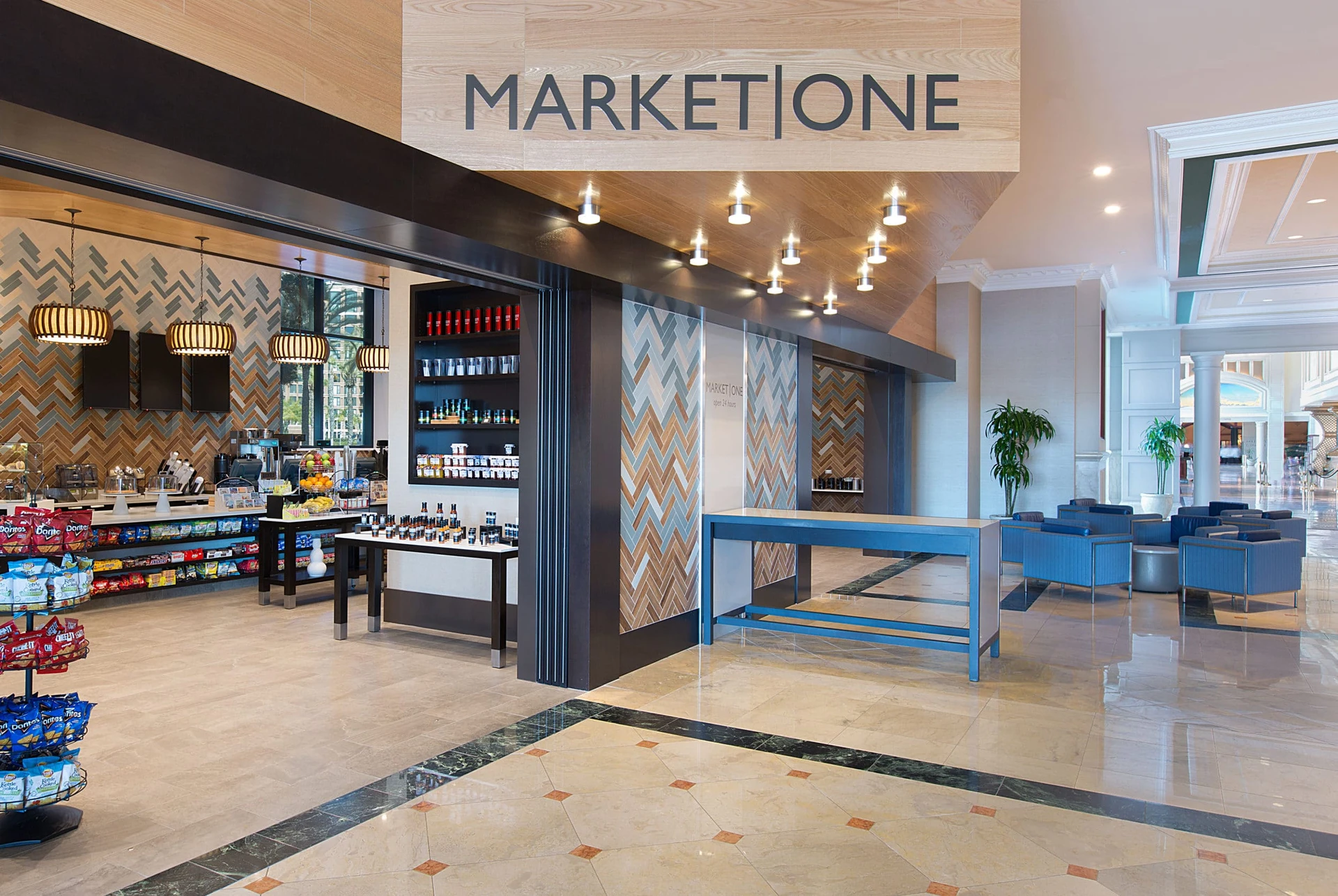 The entrance to Market One.