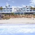 Exterior view from the ocean looking toward Tower23 Hotel