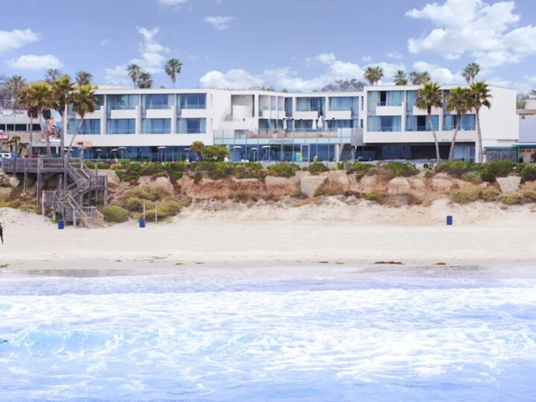 Exterior view from the ocean looking toward Tower23 Hotel