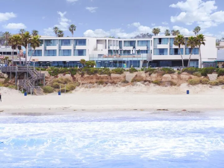 Exterior view from the ocean looking toward Tower23 Hotel