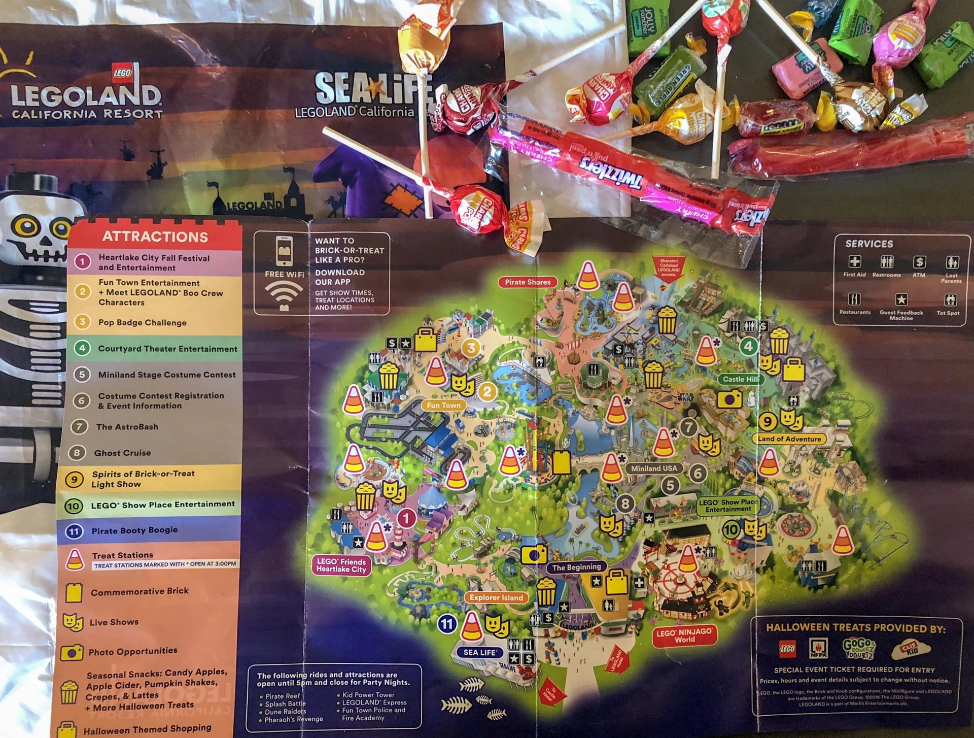 LEGOLAND Brick-or-Treat map and candy