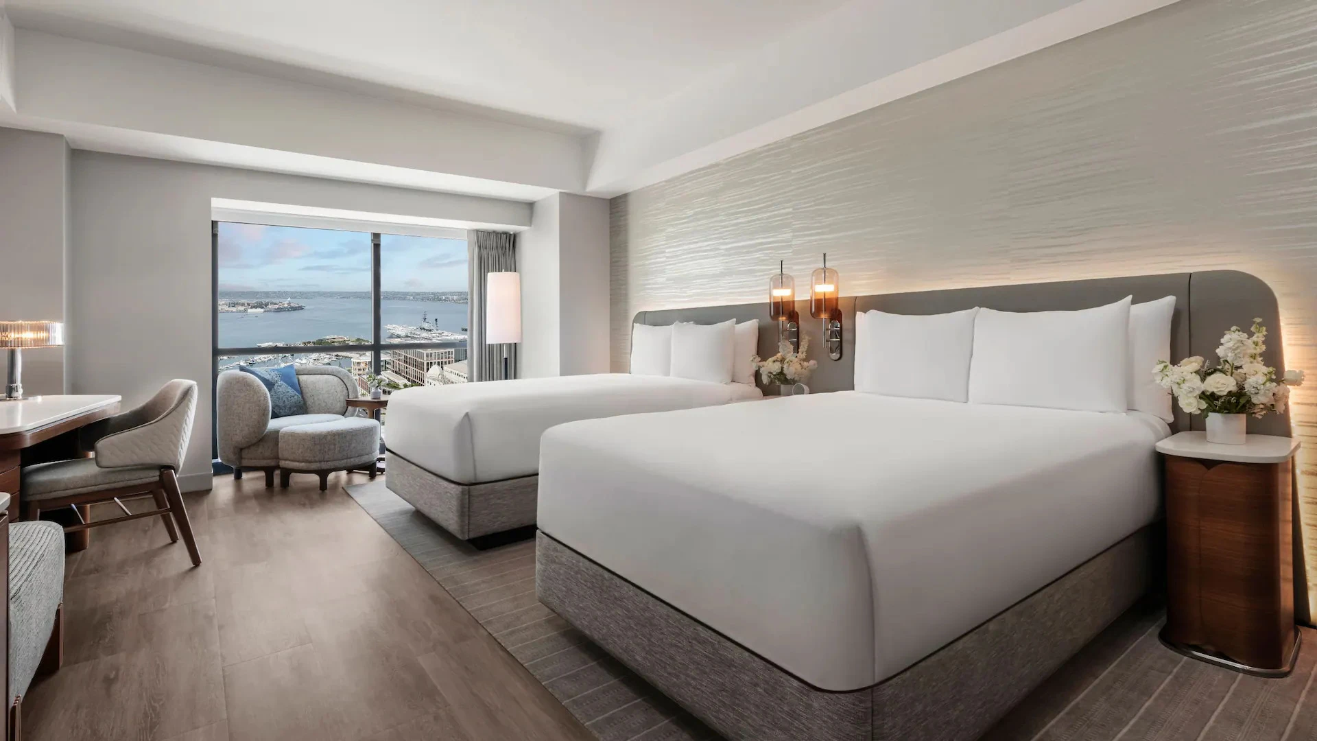 Renovated two bed room with bay view at Manchester Grand Hyatt.