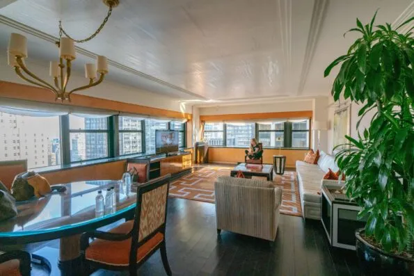 Corner suite living room at The Towers at Lotte New York Palace