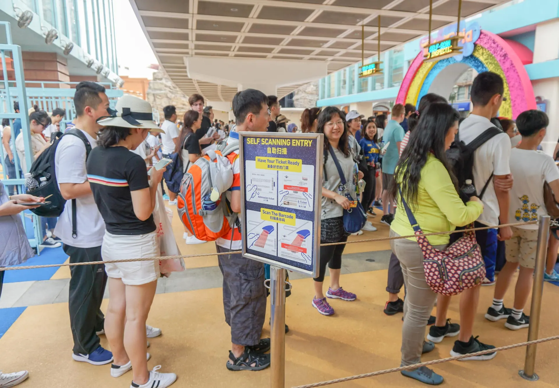 Entrance line for Universal Studios Singapore ticket holders