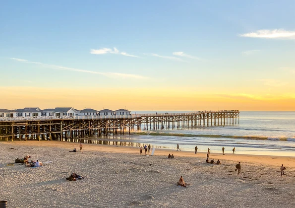Crystal Pier cottages over the water in Pacific Beach, San Diego