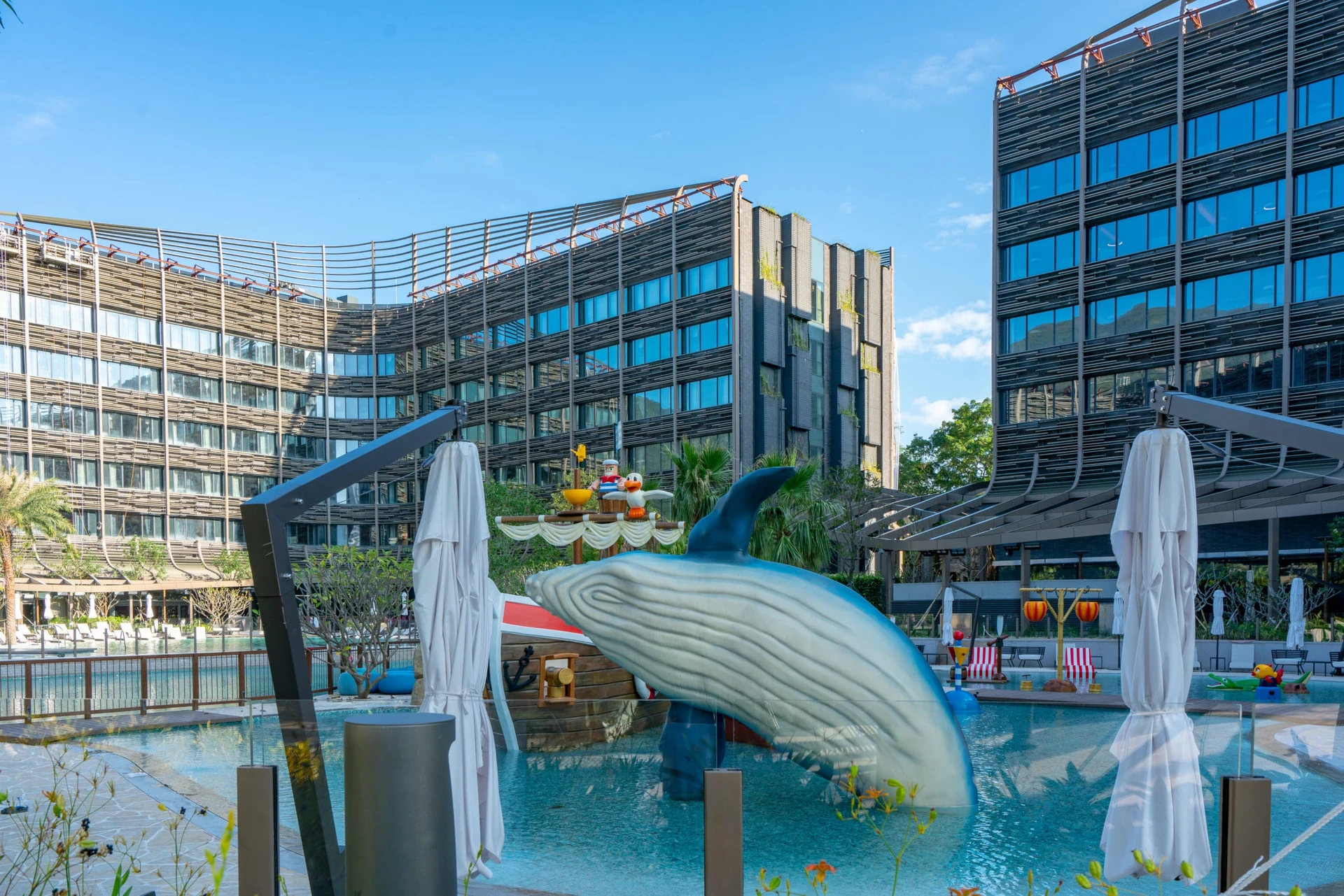 The family pool at Marriott Ocean Park Hong Kong.