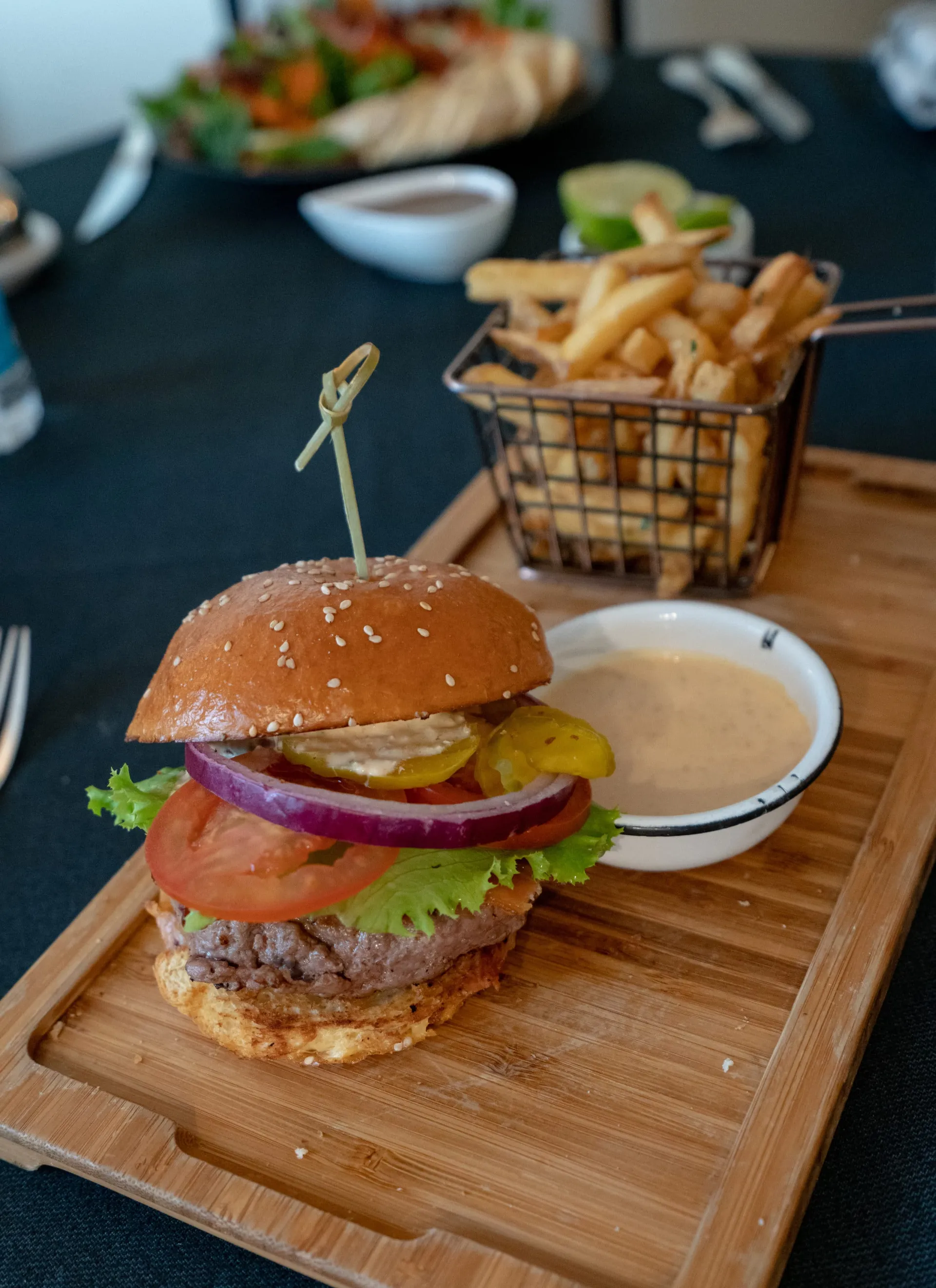 In-room dining burger at Four Seasons Mexico City