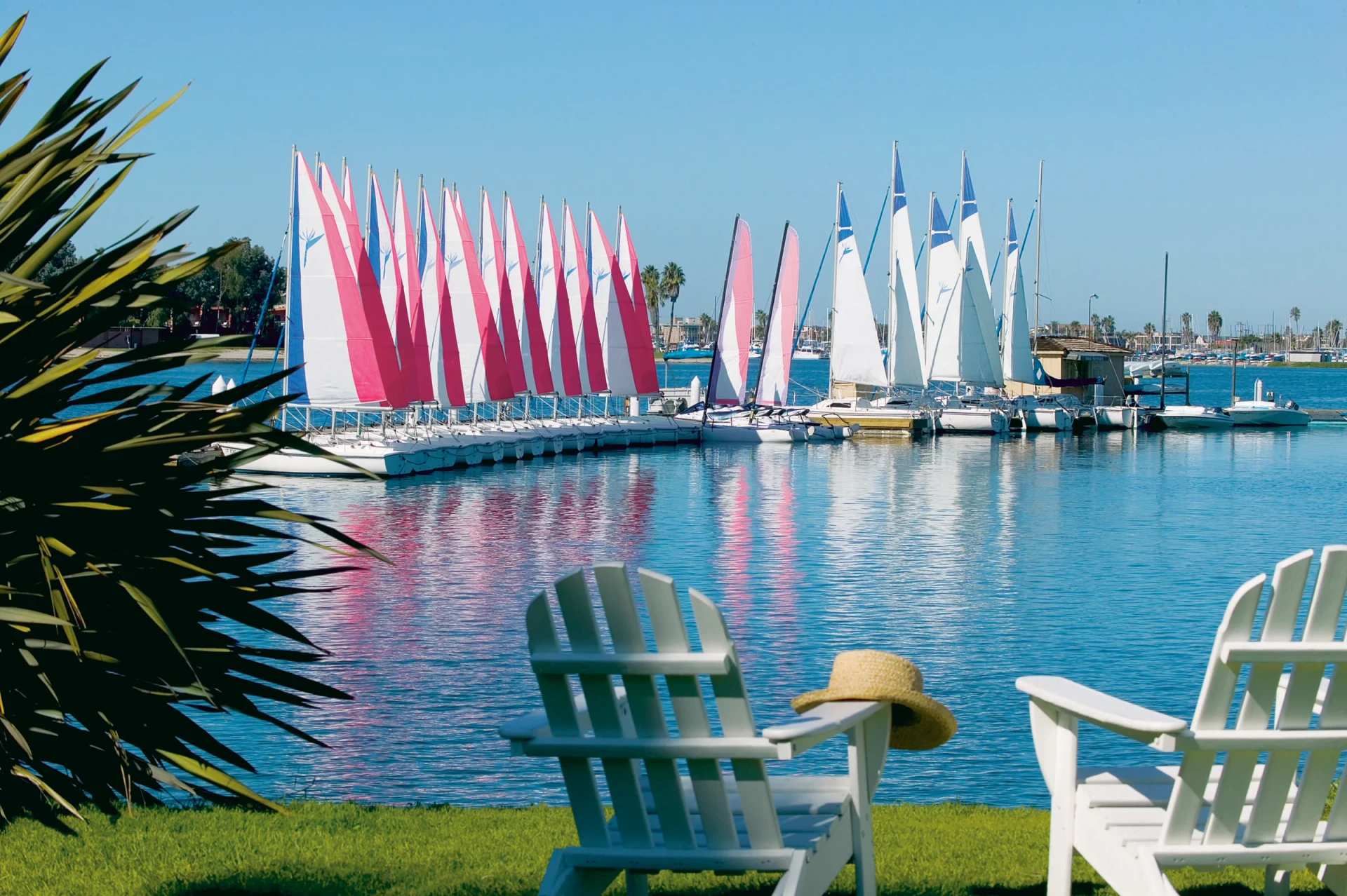 Small sail boats in the resort marina