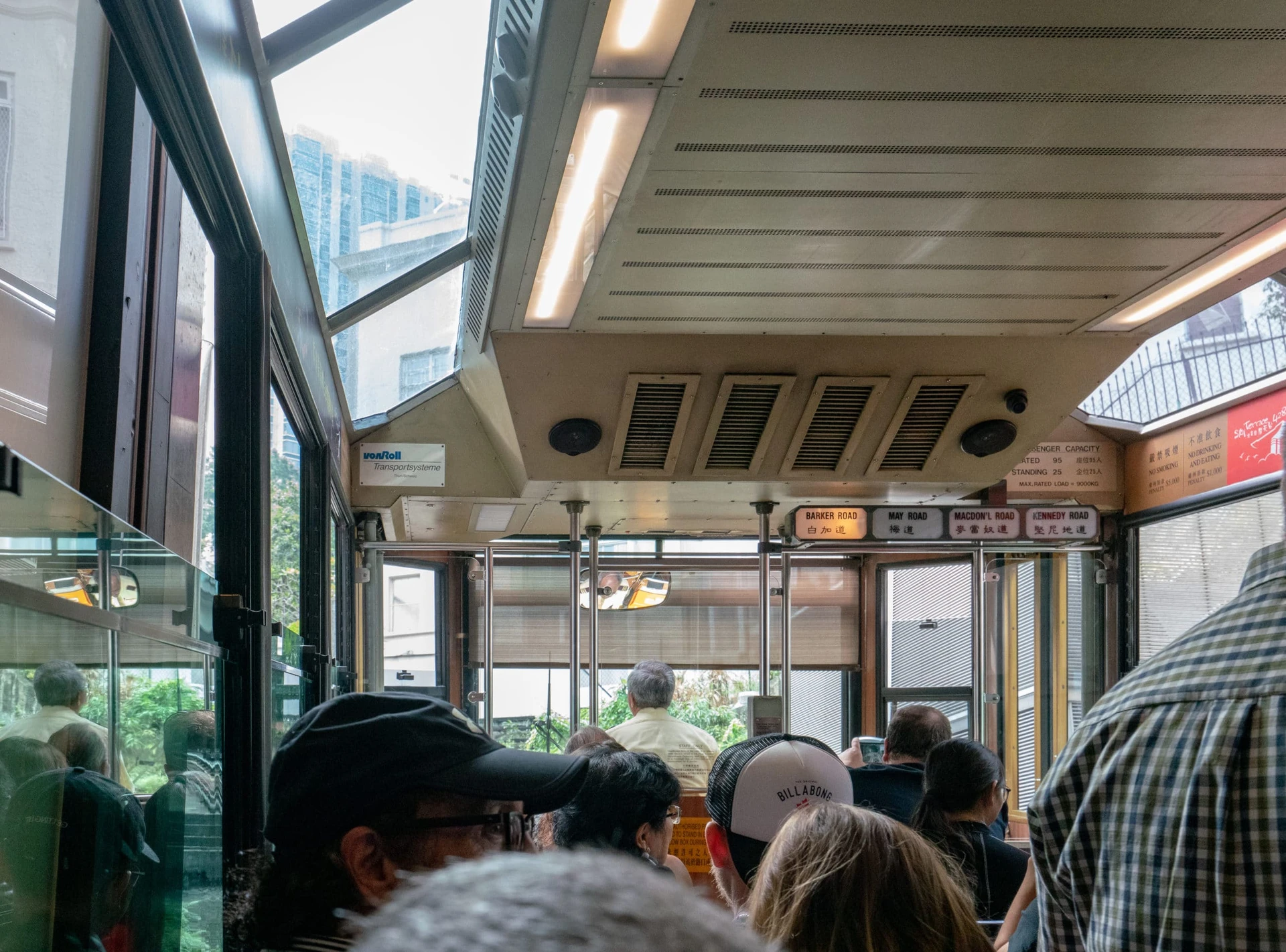 A ride on the Peak Tram uphill to Victoria Peak in Hong Kong