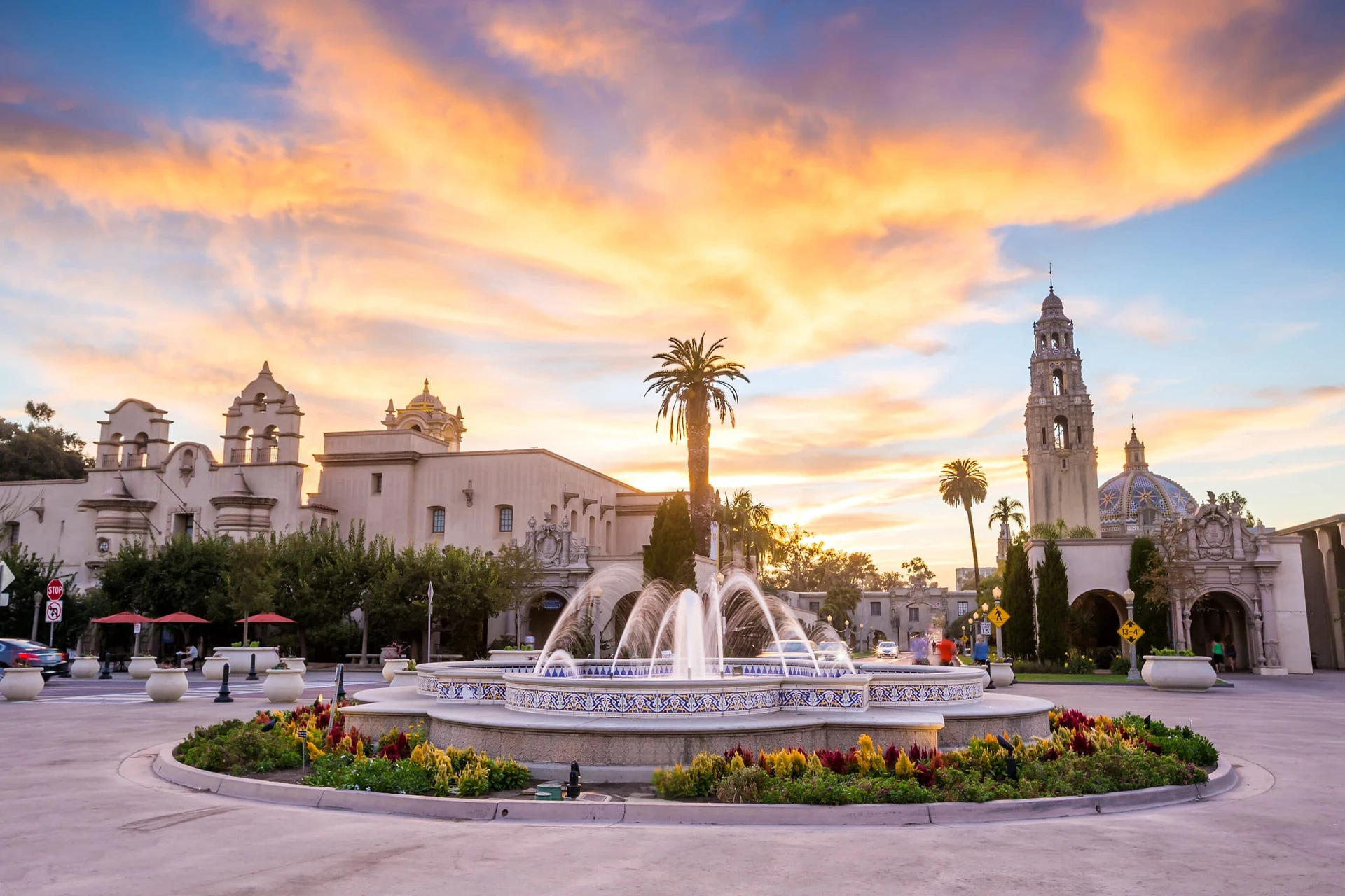 Balboa Park at dusk — How to save money on tickets to San Diego attractions.