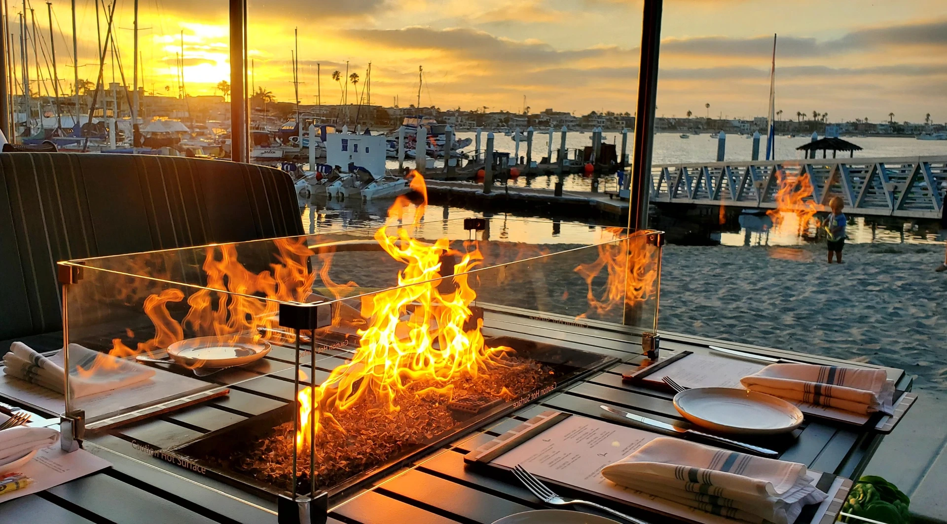 Fire pit table at Dockside 1953