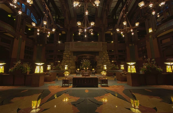 Grand Hall Lobby at Disney's Grand Californian Hotel and Spa, the luxury Disneyland Resort hotels option