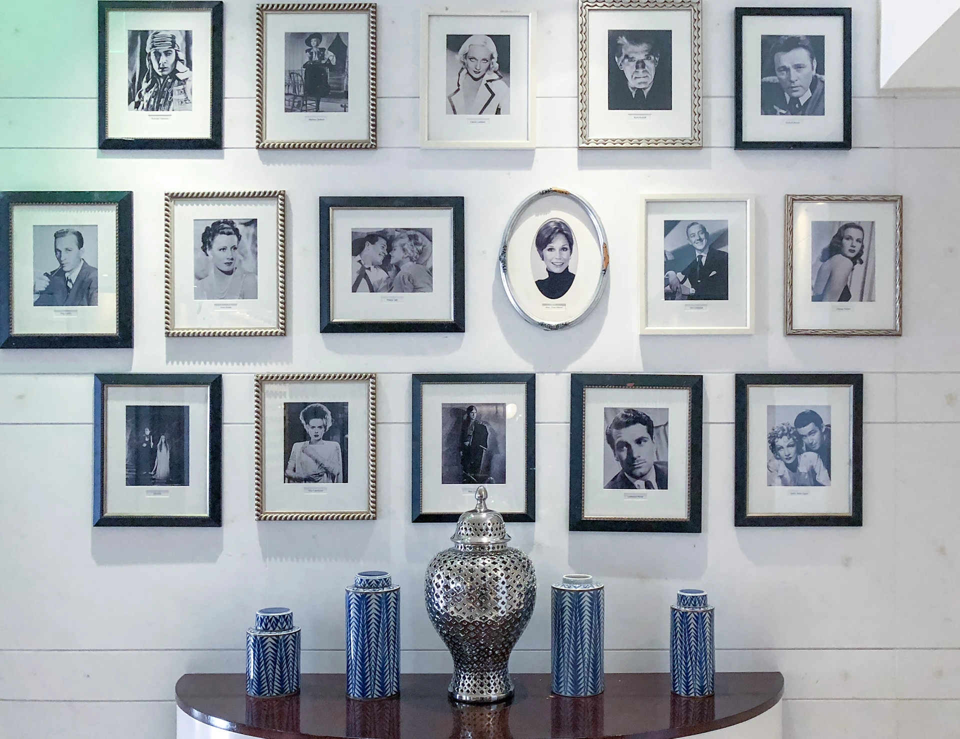 Celebrity photos hang on the wall at Sheraton Universal Hotel in Los Angeles