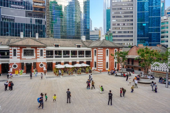 The courtyard of Tai Kwun, a fun things to do in Hong Kong with kids