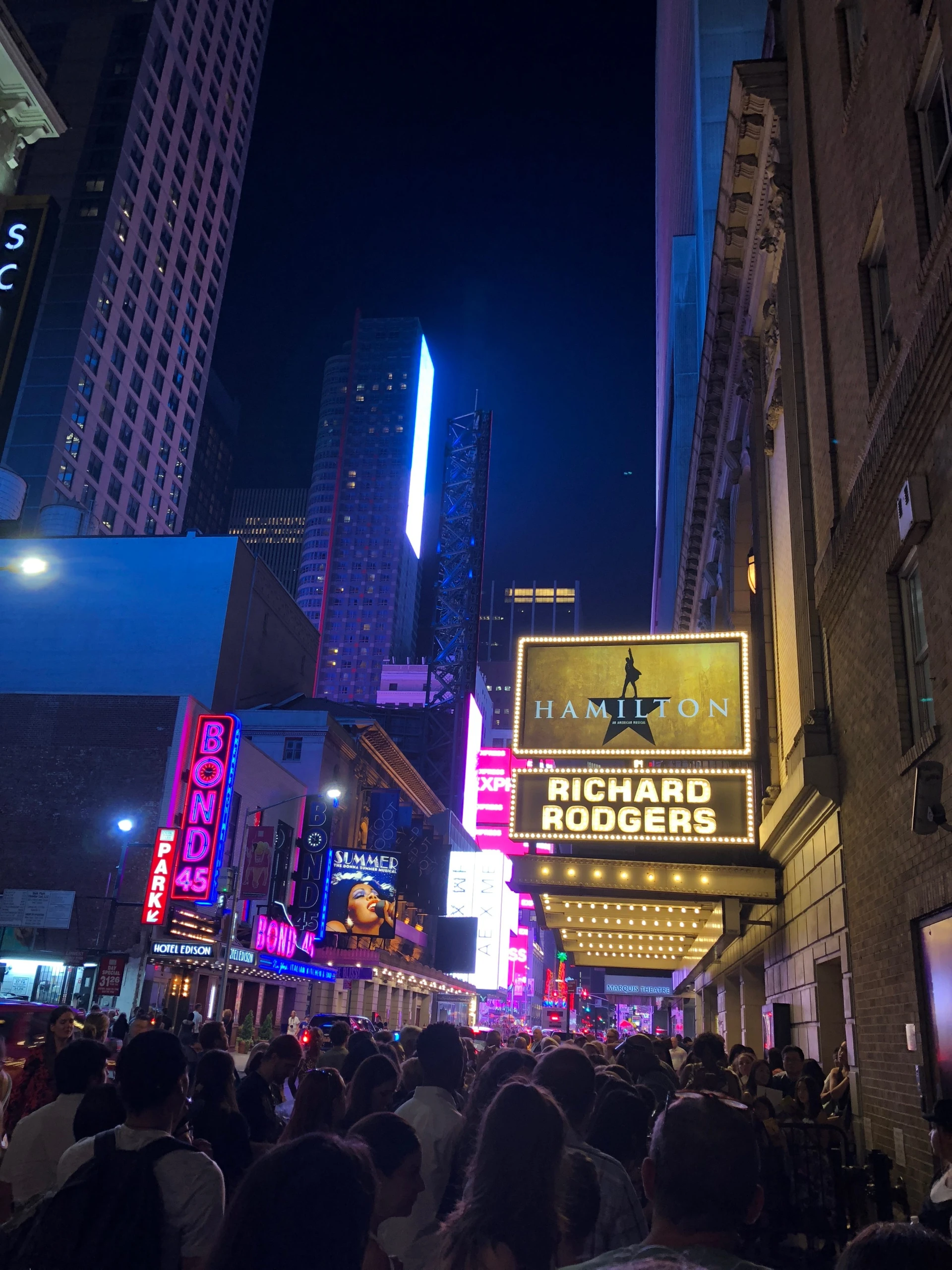 Crowds line up to see Hamilton on Broadway, one of the best things to do in New York City