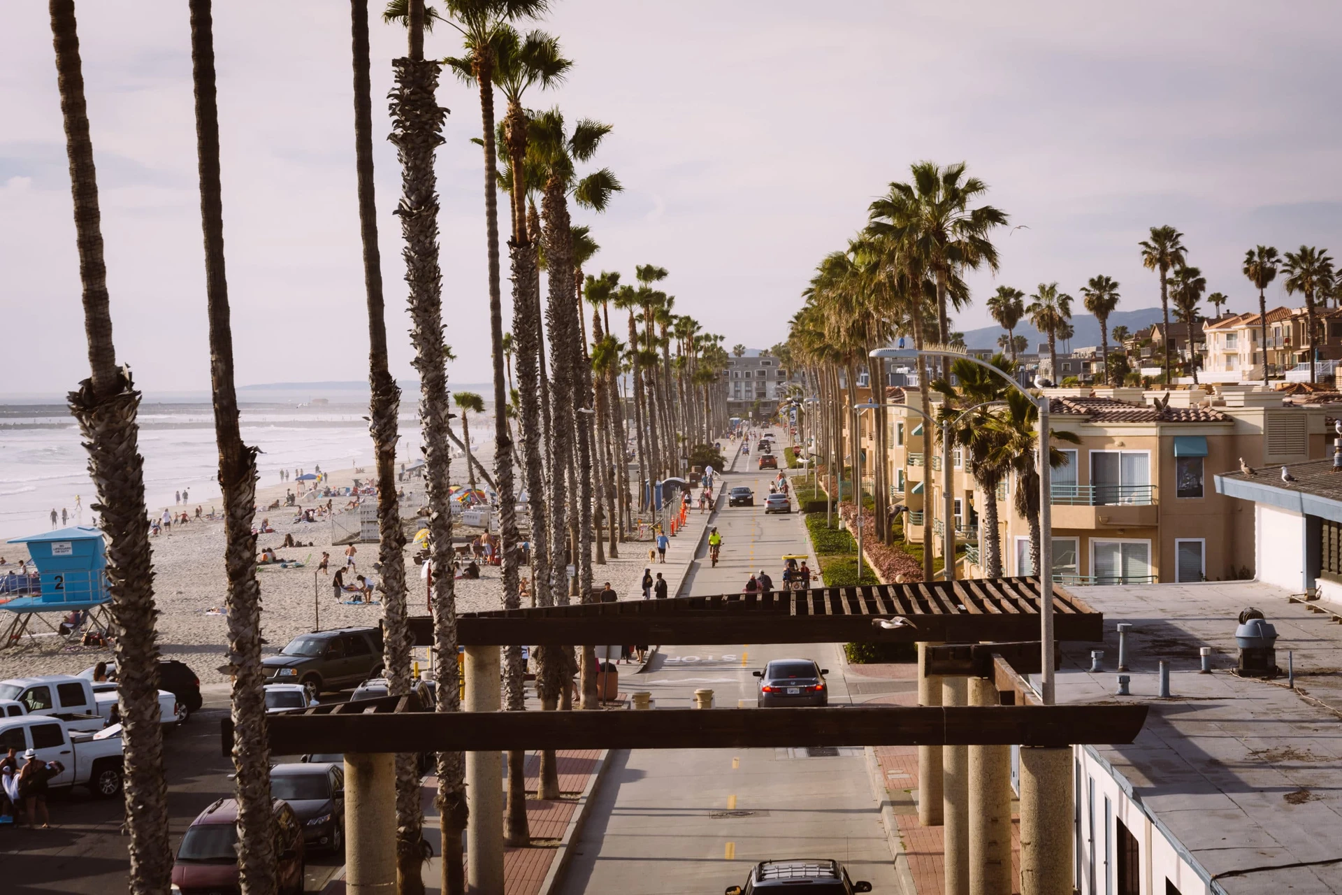 View down the Oceanside Strand that runs along the beach