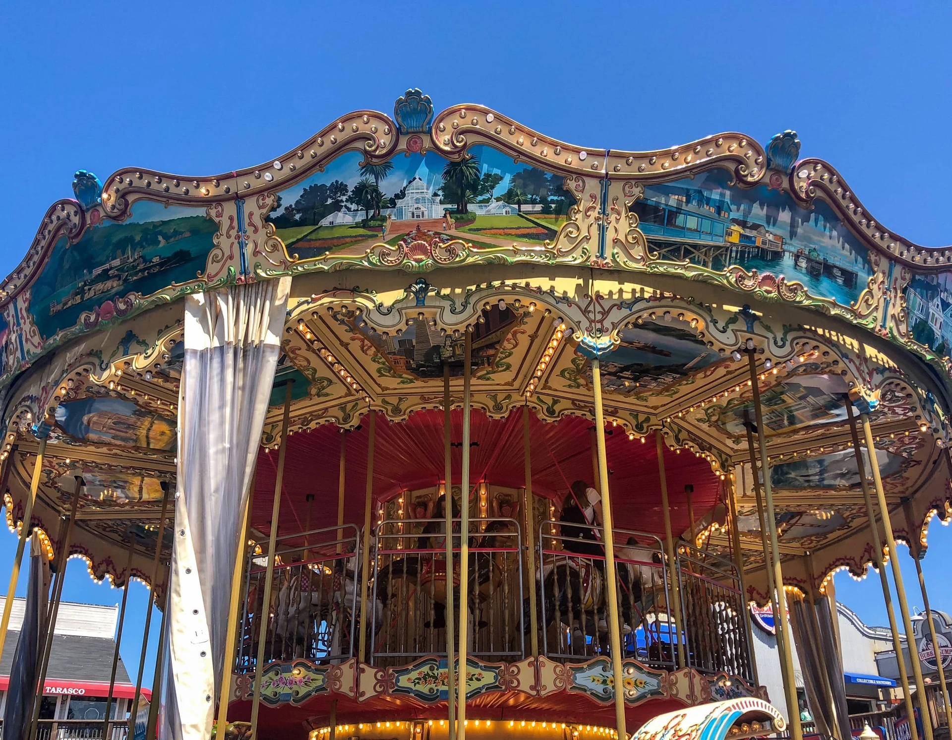 Looking up at the Carousel at Pier 39 in San Francisco