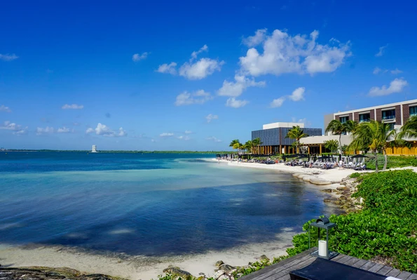 View over the sea of beachfront Nizuc Resort and Spa