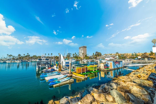 Water sports are fun things to do in Oceanside. Rent kayaks and more at Oceanside Harbor Village.