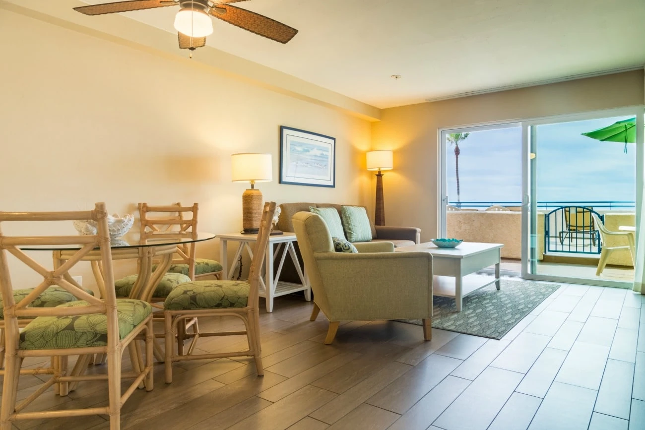 Living room with view of the beach
