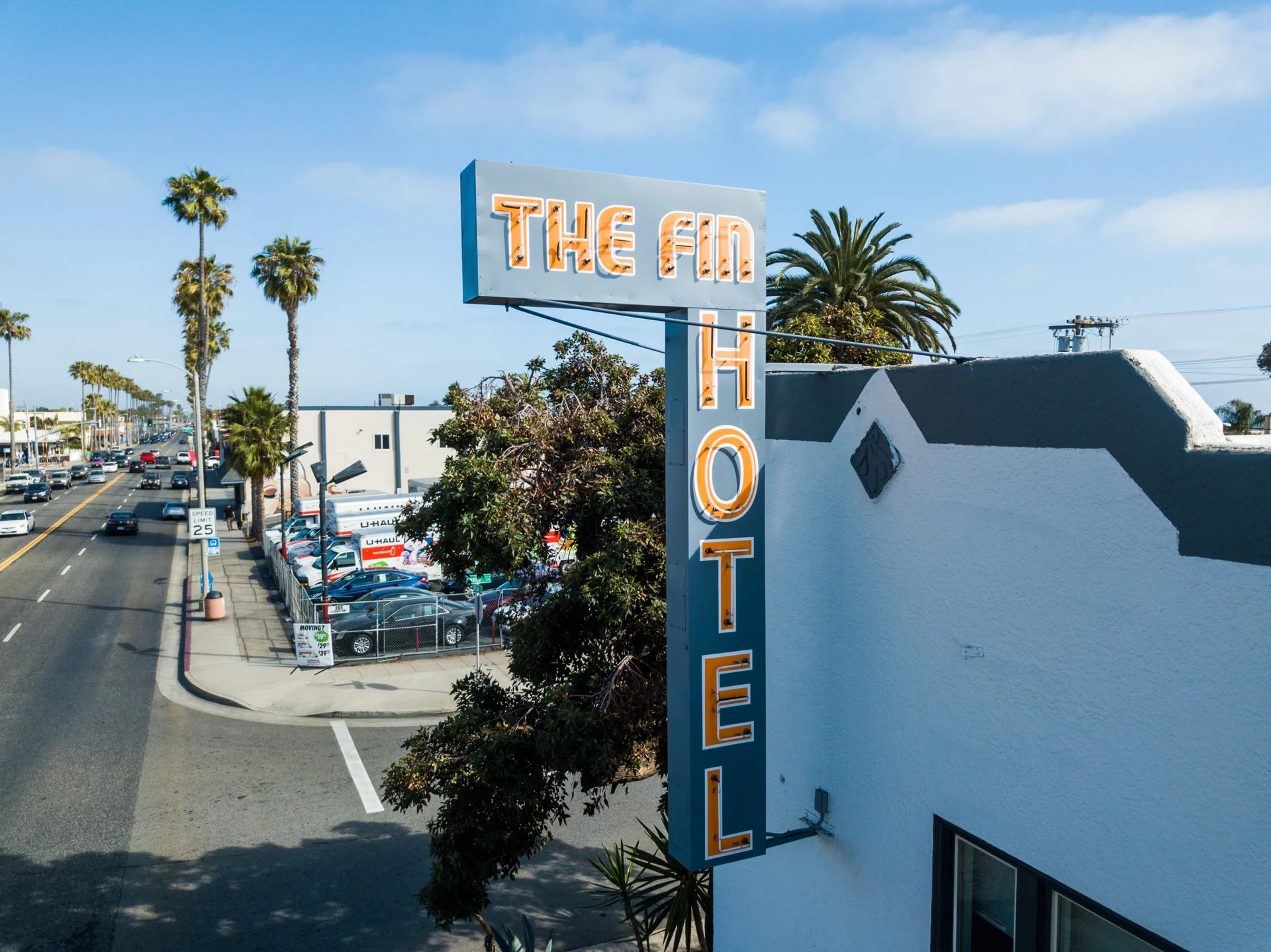 The Fin Hotel's vintage exterior sign
