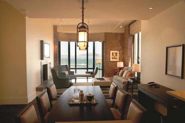 Suite living room at Fairmont Heritage Place, a San Francisco luxury hotel.