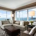 Fairmont San Francisco hotel suite with a view of the bay.
