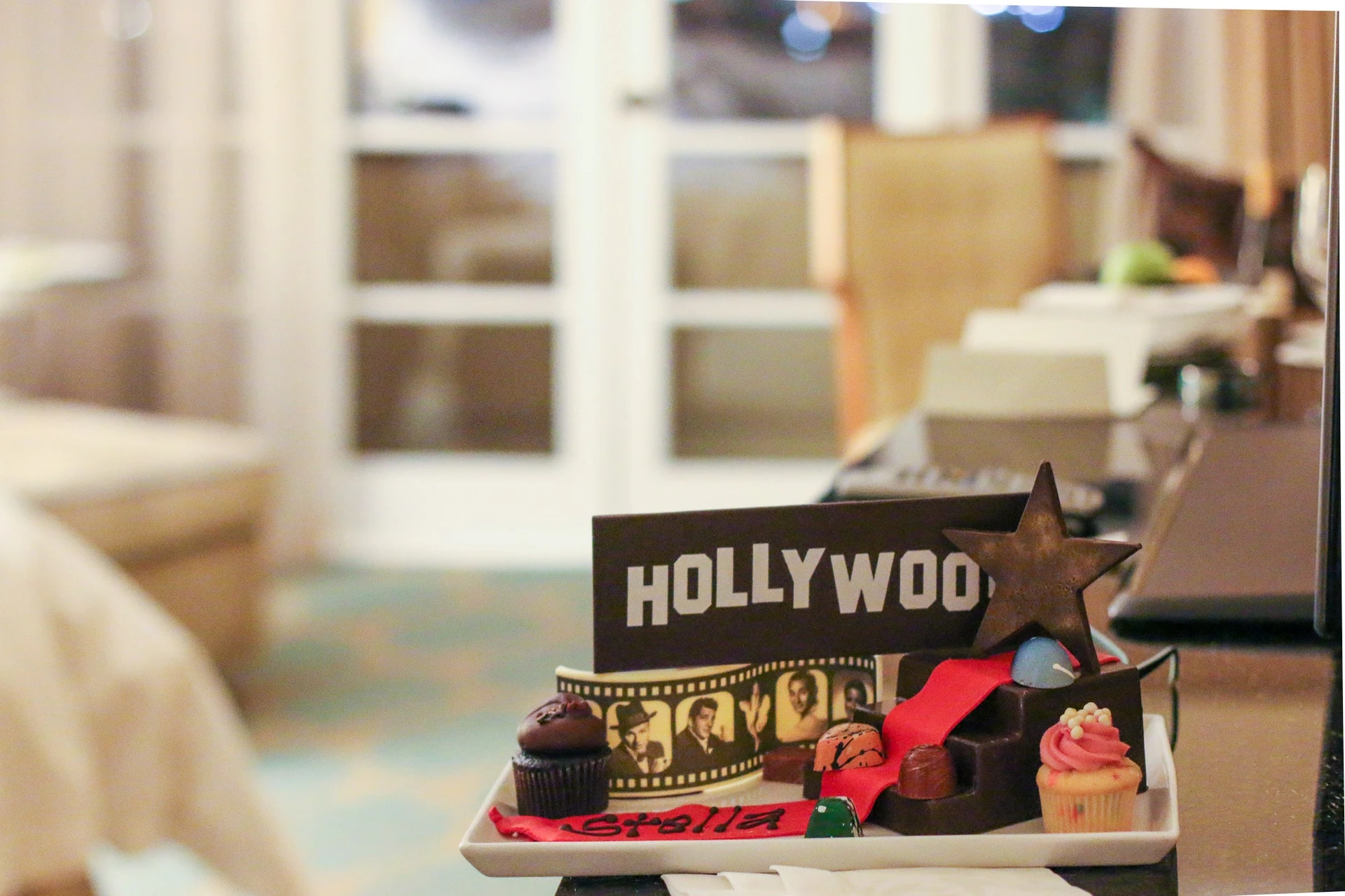 A chocolate Hollywood sign welcome amenity that was prepared for kids.