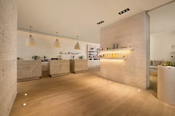 The entrance and check-in desk at Miraval Spa at Monarch Beach Resort.