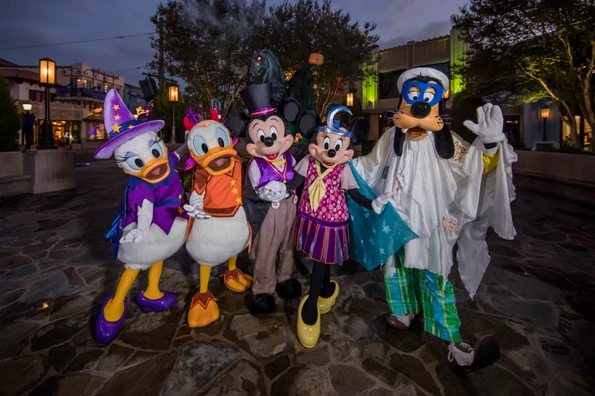 Favorite Disney characters dressed up in Halloween costumes.