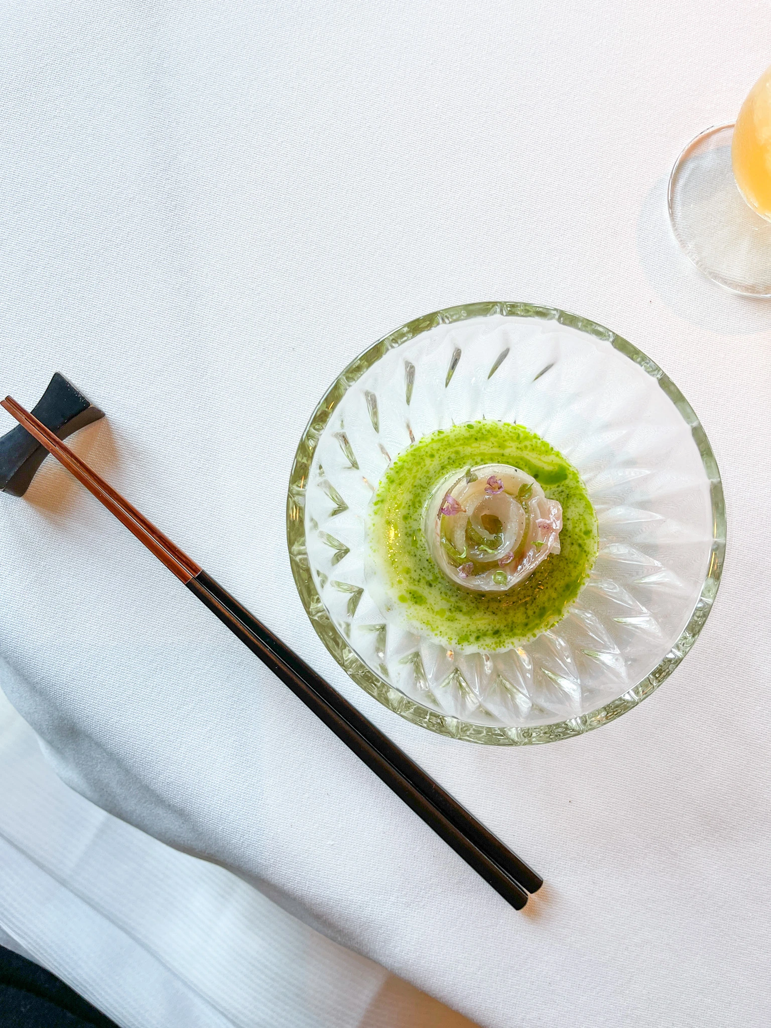 Crudo in a glass bowl