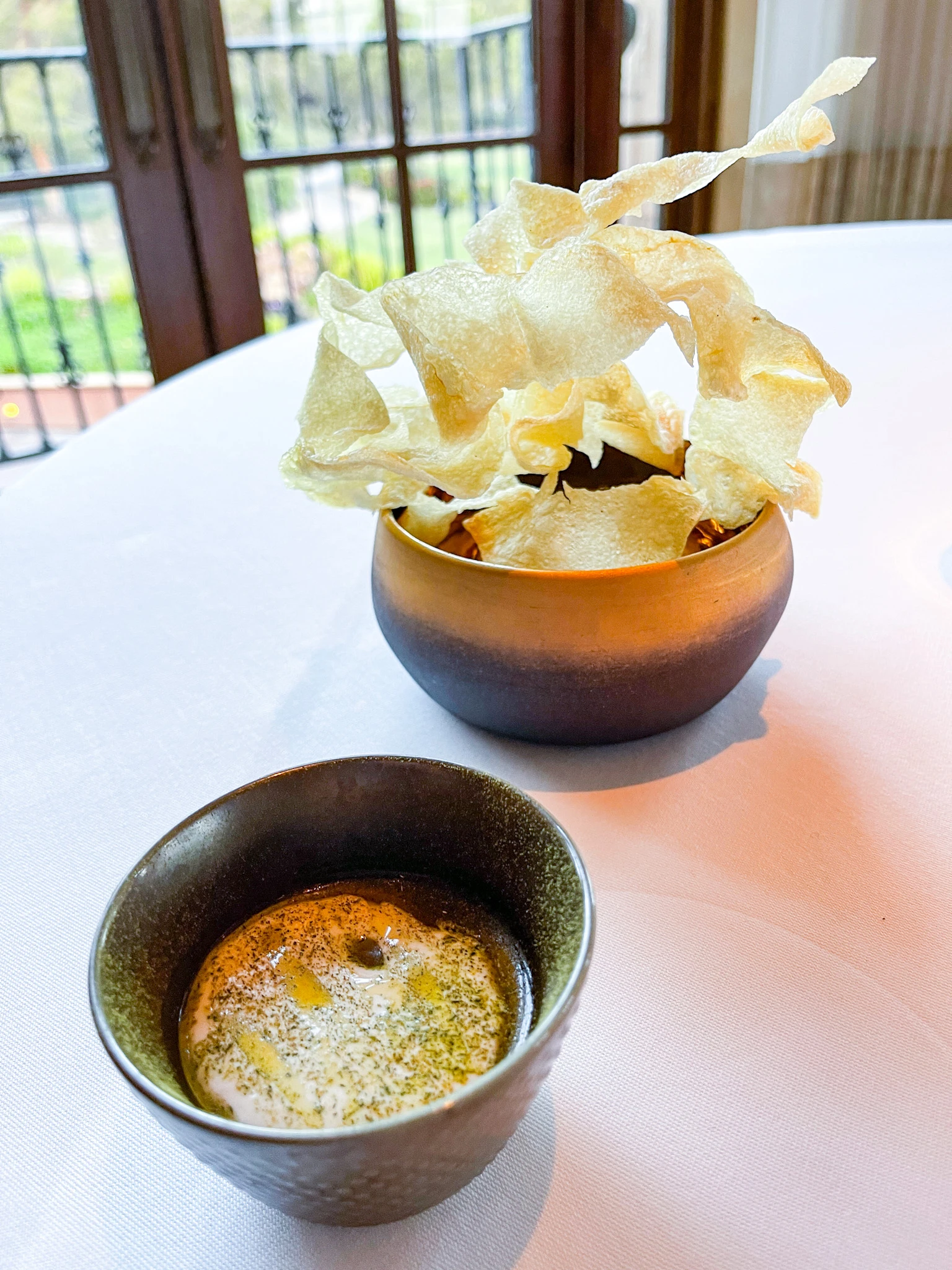 Fancy potato chips and dip