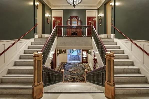The Mansion's stunning marble staircase.