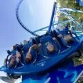Riders on the Manta rollercoaster at SeaWorld Orlando
