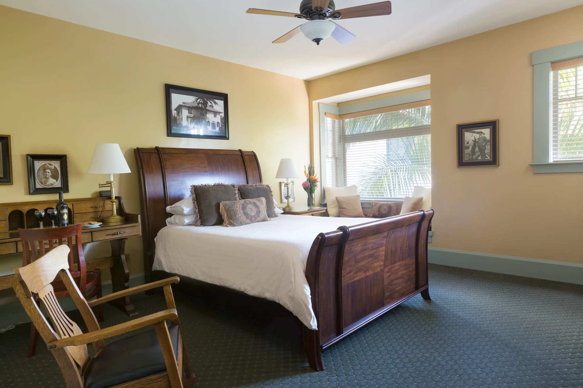 A bed with lots of space around it as an ADA room at 1906 Lodge Coronado.