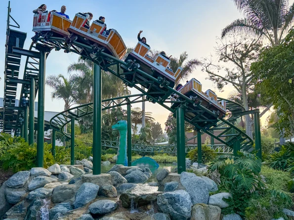 People ride Coastersaurus at LEGOLAND California