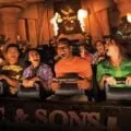 People in the front row of the Mummy ride at Universal Studios Hollywood