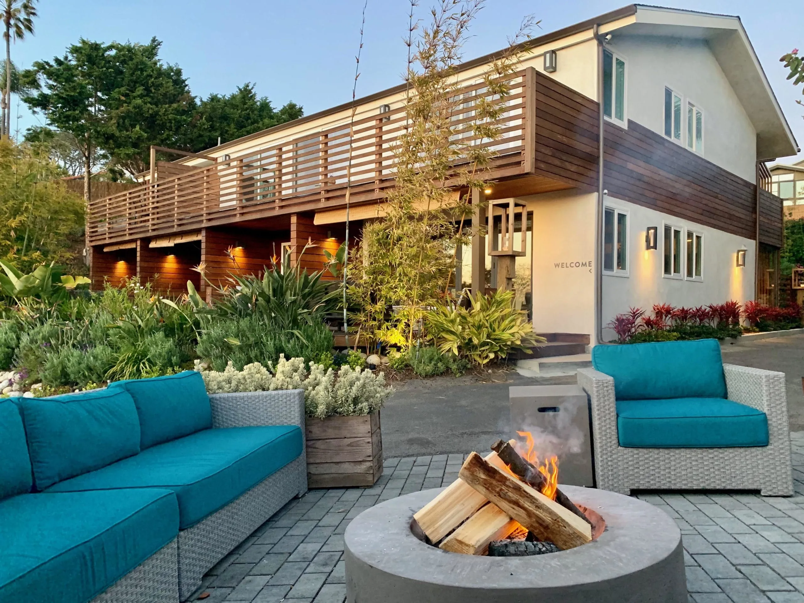 Outdoor fire pit at Inn at Moonlight Beach