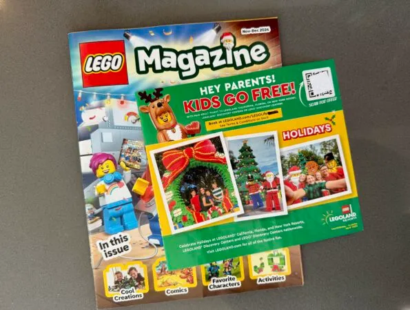 The cover of a recent LEGO Magazine with a free kids' LEGOLAND ticket.