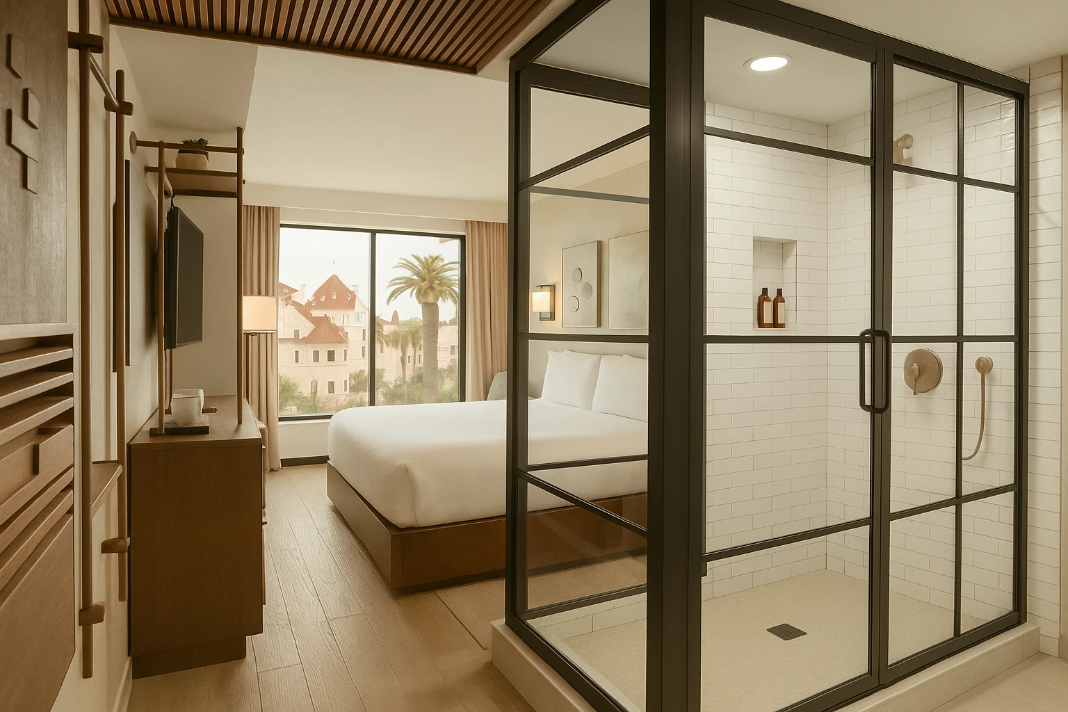 Premium king interior with view of Hotel del Coronado.