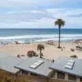 San Diego County's Moonlight Beach in Encinitas on a sunny spring day